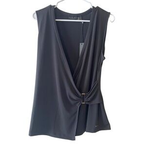 Tahari Women’s Black Tank Top With Metal Accent